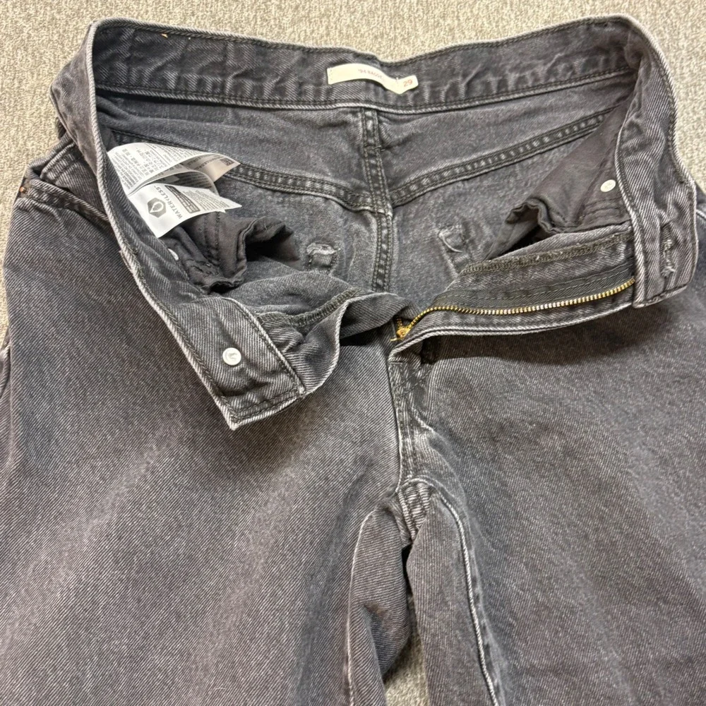 Levis 94 Baggy Jeans Mens 29 Washed Black Denim High Rise Straight Leg Relaxed‎